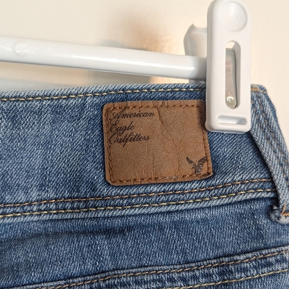 Y2K American Eagle Mid Rise Slim Boot Cut Off Jean Shorts sz 0 - Picture 4 of 7